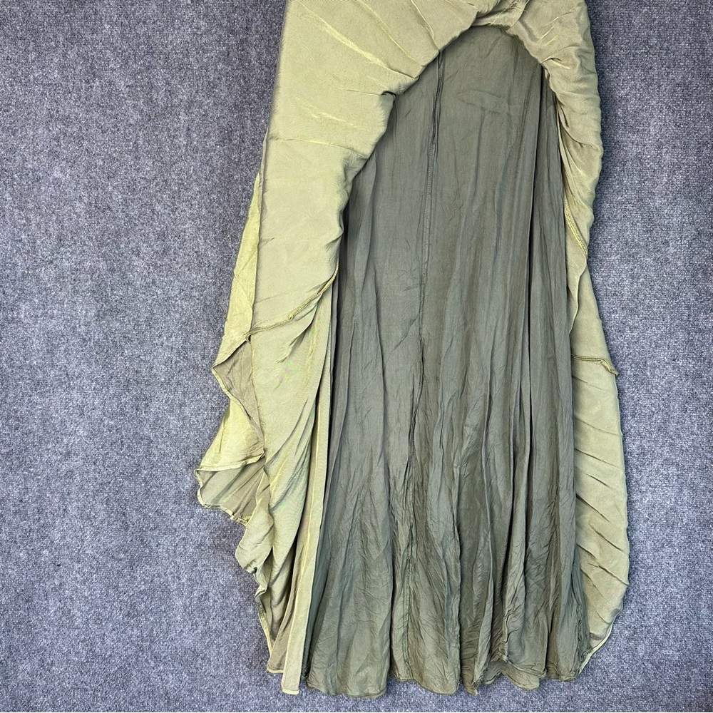 Vintage maxi peasant skirt SMALL layered moss green full length fairy castlecore - Picture 8 of 13